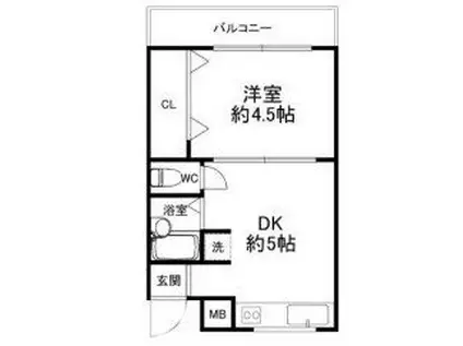 ルネ北公園(1DK/3階)の間取り写真