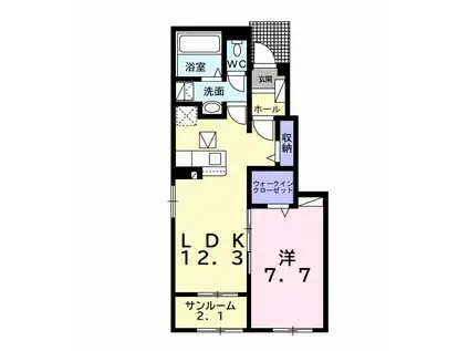 カーサGNK(1LDK/1階)の間取り写真