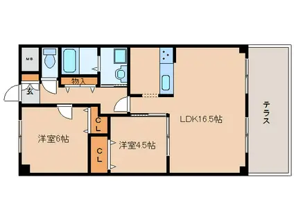 クレストコート(2LDK/1階)の間取り写真