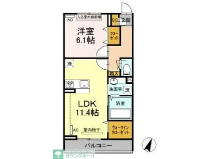 SKY COURT(1LDK/3階)の間取り写真