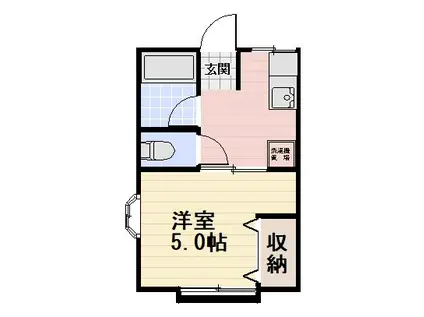 イワキハイム(1K/2階)の間取り写真