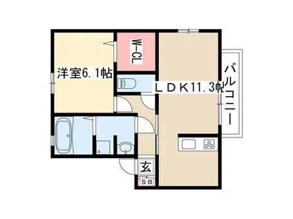 クレール・ヴィラージュIII(1LDK/1階)の間取り写真