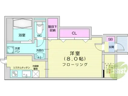 グラン・シフォン(1K/1階)の間取り写真