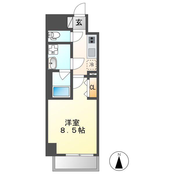 プランドール那古野(1K/10階)の間取り写真