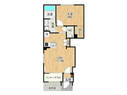 ブドワール(1LDK/1階)の間取り写真