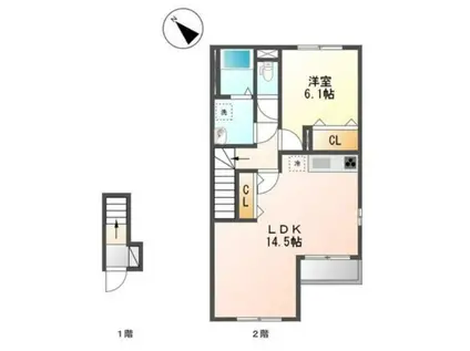プロニティ(1LDK/2階)の間取り写真