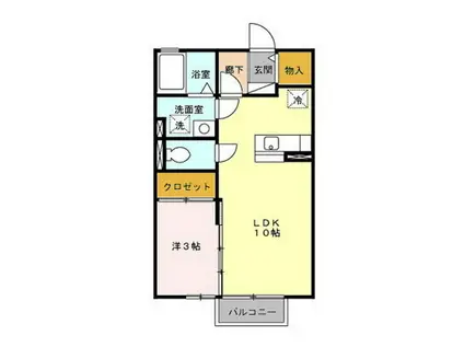 プランタンコリーヌII(1LDK/2階)の間取り写真