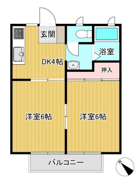 深町ハイツ(2DK/2階)の間取り写真