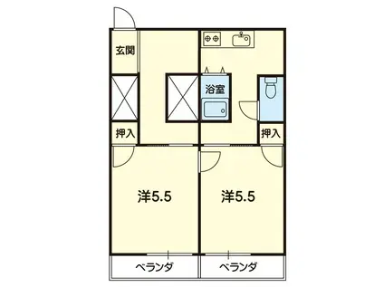 ファミリー(2K/1階)の間取り写真