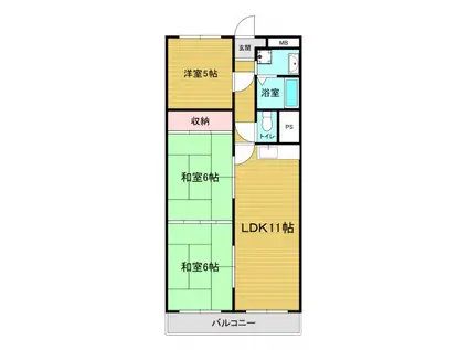 ディオハイツ金剛(3LDK/1階)の間取り写真