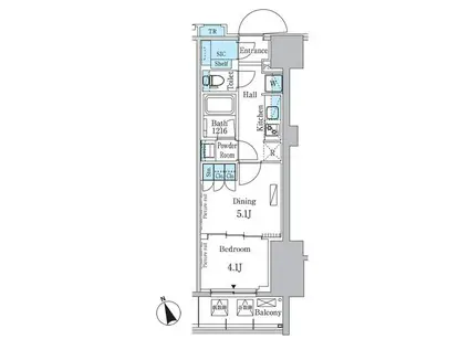 パークアクシス浅草レジデンス(1DK/5階)の間取り写真