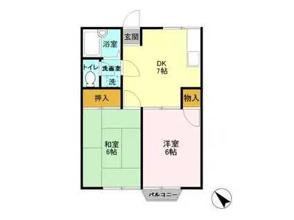 アーバン華川(2DK/2階)の間取り写真