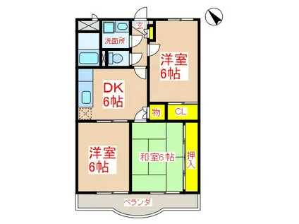 ション・ドゥ・ソレイユ(3DK/3階)の間取り写真