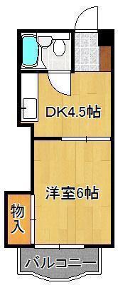 プレアール千代ヶ崎(1DK/4階)の間取り写真