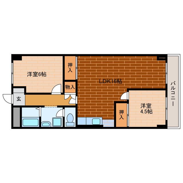 住吉カトレアマンション(2LDK/5階)の間取り写真