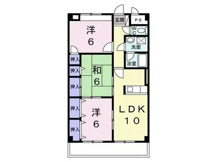 ボンヌール(3LDK/2階)の間取り写真