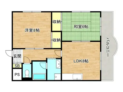 サンハイツ高井田(2LDK/5階)の間取り写真