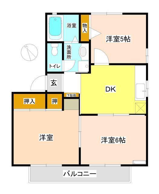 メゾンミトモB棟(3DK/1階)の間取り写真