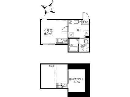 ハーミットクラブハウスキアーヴェIIIA棟(ワンルーム/1階)の間取り写真