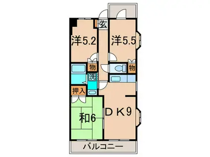 アル・カサール(3DK/3階)の間取り写真