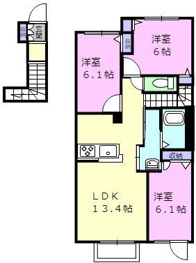 BLISS II(3LDK/2階)の間取り写真