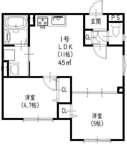 クリエオーレ大正(2LDK/2階)の間取り写真
