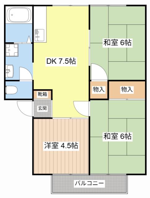 ウィステリアハイム(3DK/2階)の間取り写真