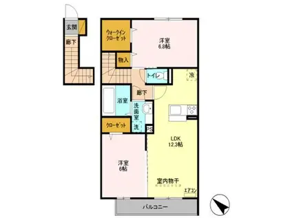 LA・LUCE KEYAKIA(2LDK/2階)の間取り写真