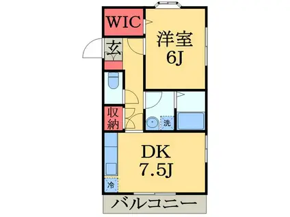 ドゥエルプレーリー(1DK/2階)の間取り写真