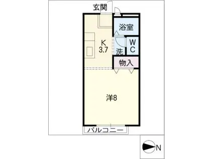 ロイヤル三好ヶ丘A(1K/1階)の間取り写真