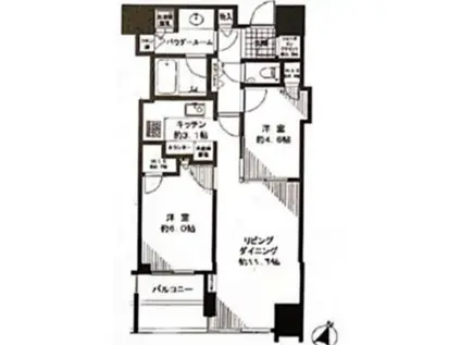 大崎ウエストシティタワーズW棟(2LDK/17階)の間取り写真