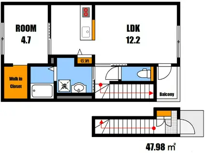 ヴィラ コンフォール(1LDK/2階)の間取り写真