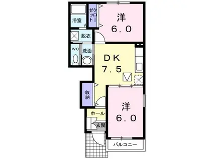 アスティオスA(2DK/1階)の間取り写真