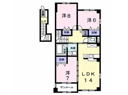 エレガンテ・ヴィラ(3LDK/2階)の間取り写真