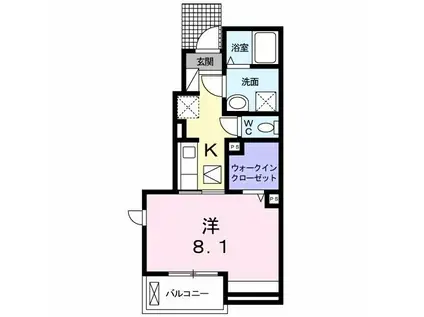 ヴォル ヴォワリエ(1K/1階)の間取り写真