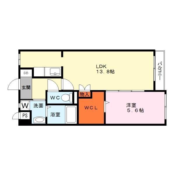 SK守山(1LDK/1階)の間取り写真