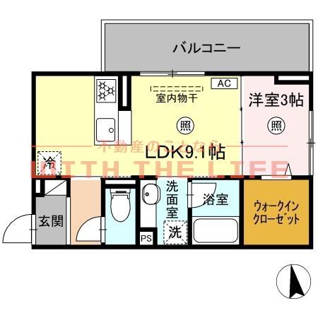 D-ROOM西町(1LDK/3階)の間取り写真