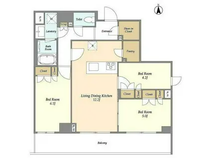 ディームス横濱神之木台(3LDK/4階)の間取り写真