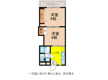 VIVIDマンション原口(2K/2階)の間取り写真