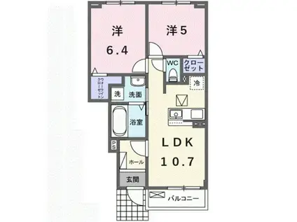 フェリーチェ(2LDK/1階)の間取り写真