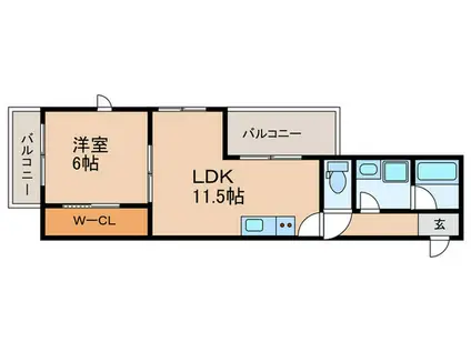 TRANQUILLITE(1LDK/1階)の間取り写真