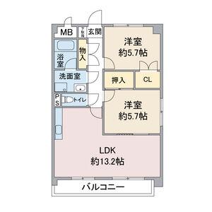 エンドール吉根(2LDK/3階)の間取り写真