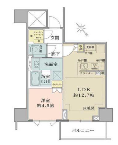 ザ・パークハウス千代田麹町(1LDK/12階)の間取り写真