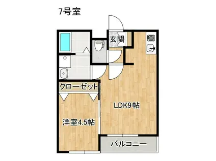 ピオニー(1LDK/1階)の間取り写真