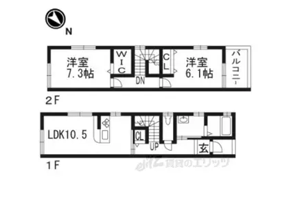 エスベランサUE棟・F棟(2LDK/2階)の間取り写真