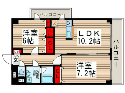 プランド-ル(2LDK/7階)の間取り写真