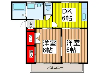 ハイツルミエ(2DK/1階)の間取り写真