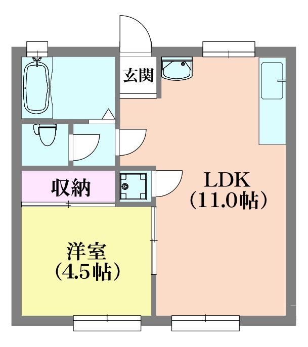 BLANCUBE大池(1LDK/1階)の間取り写真