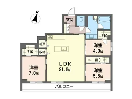 メゾン ド フー(3LDK/3階)の間取り写真