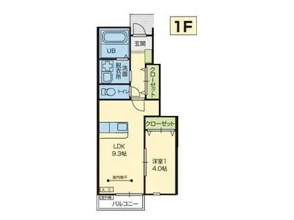 LILIAN(1LDK/1階)の間取り写真